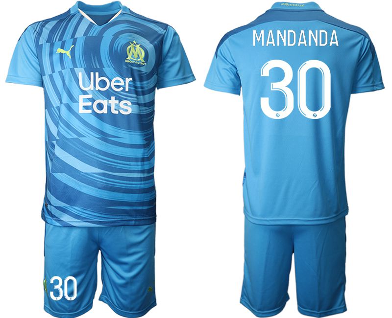 Men 2020-2021 club Olympique de Marseille away #30 blue Soccer Jerseys->marseille jersey->Soccer Club Jersey